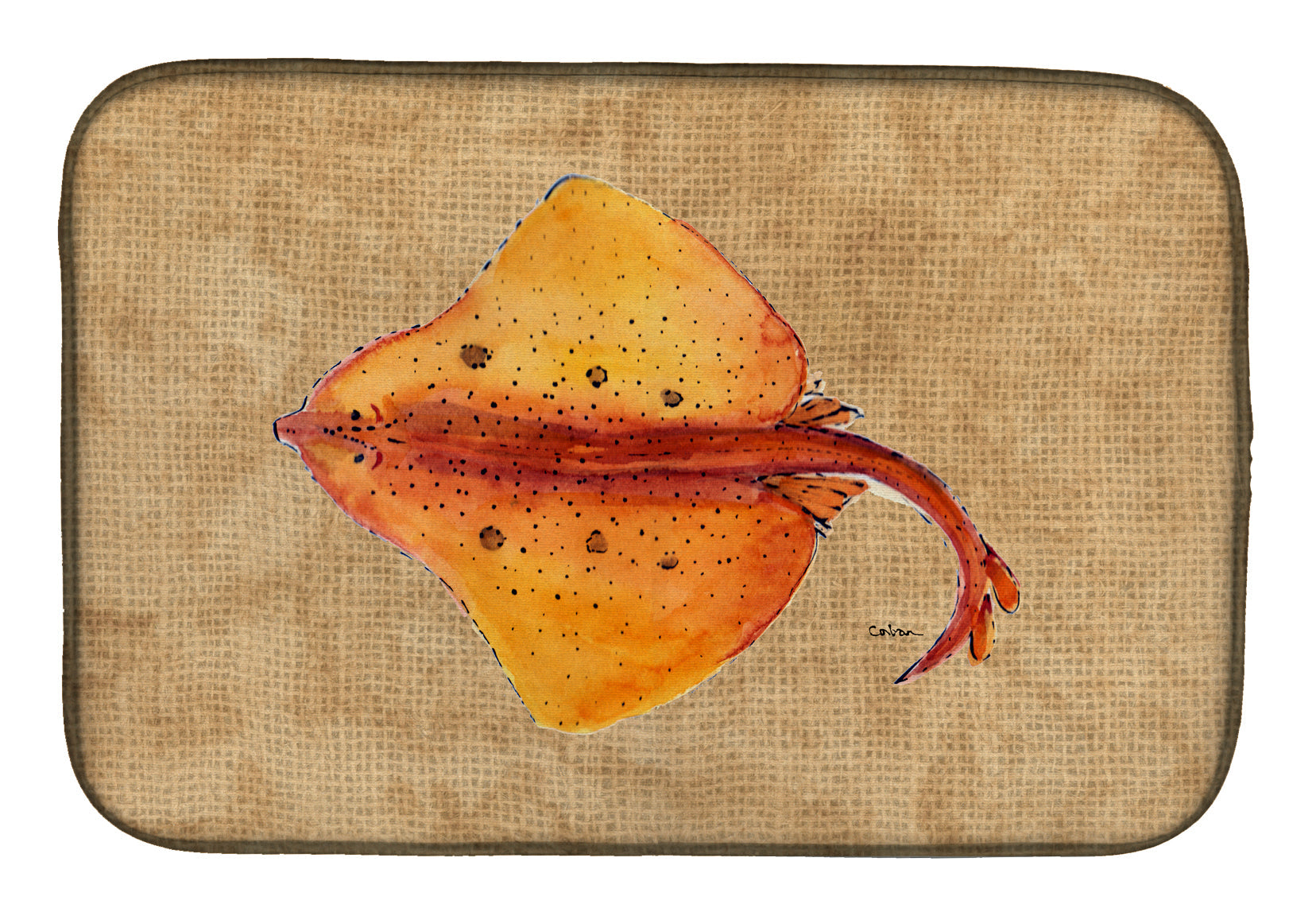 Blonde Ray Stingray Dish Drying Mat Absorbent Dish Drying Mat Pad for Kitchen Counter Dish Drainer Mat for Countertop, 14 x 21", Multicolor
