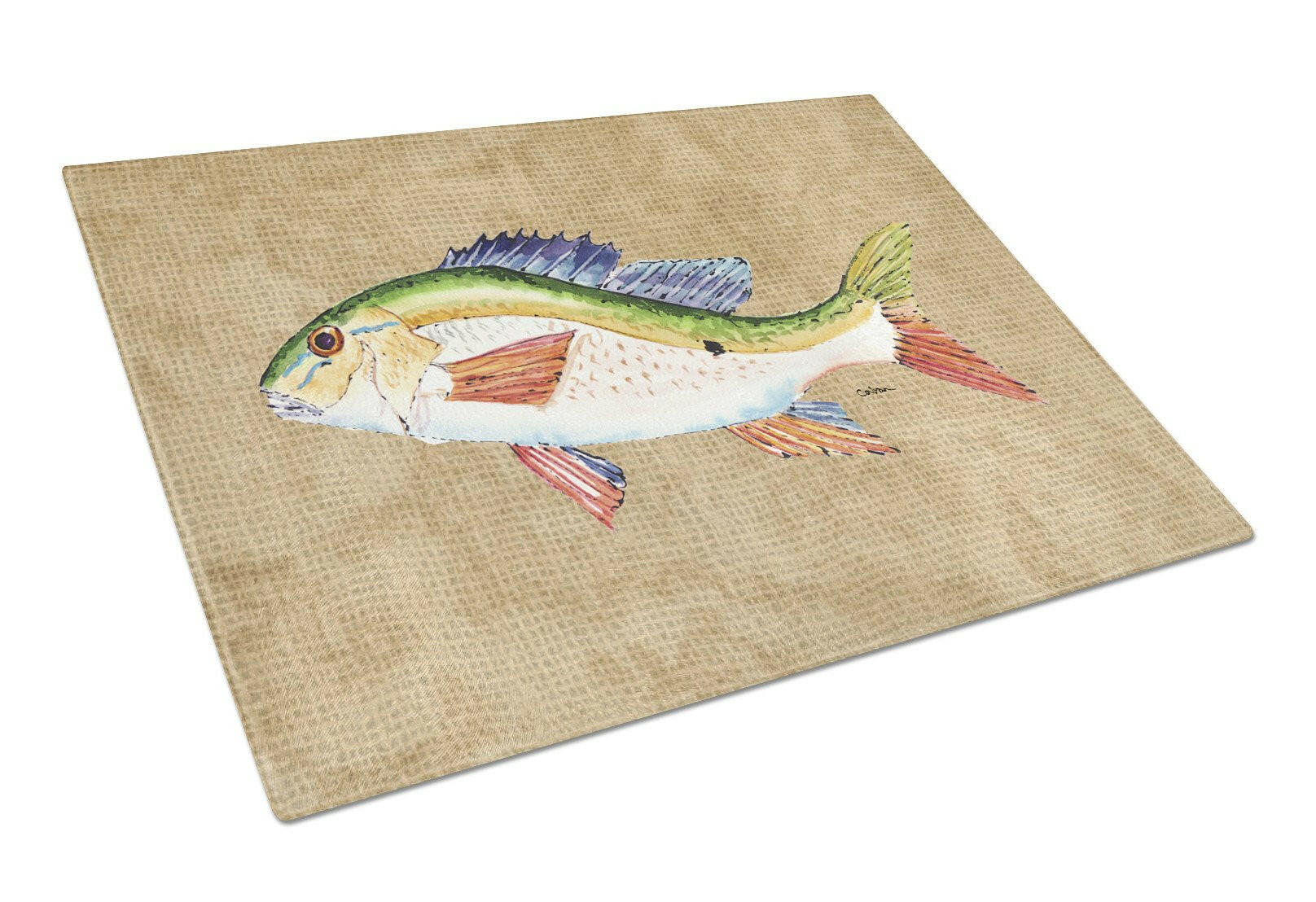 Rainbow Trout Cutting Board Tempered Glass Kitchen Cutting Surface, Heat Resistant Chopping, Non-Slip Feet, Food Prep & Serving