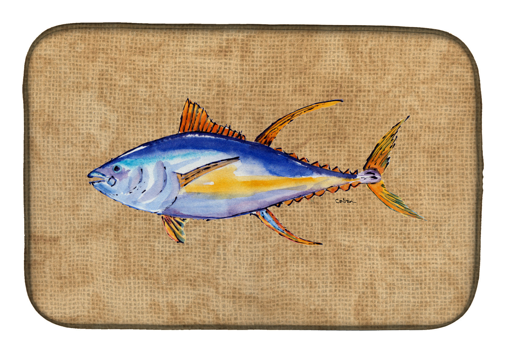 Tuna Fish Dish Drying Mat Absorbent Dish Drying Mat Pad for Kitchen Counter Dish Drainer Mat for Countertop, 14 x 21", Multicolor