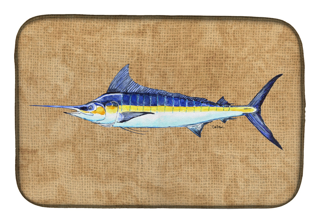 Blue Marlin Dish Drying Mat Absorbent Dish Drying Mat Pad for Kitchen Counter Dish Drainer Mat for Countertop, 14 x 21", Multicolor