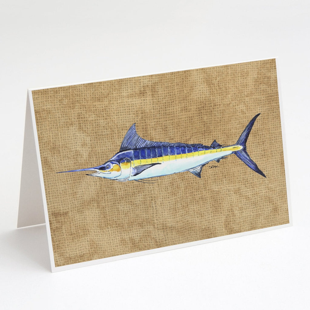 Blue Marlin Greeting Cards Pack of 8 Blank Cards with Envelopes Whimsical A7 Size 5x7