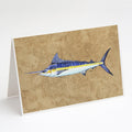 Blue Marlin Greeting Cards Pack of 8 Blank Cards with Envelopes Whimsical A7 Size 5x7