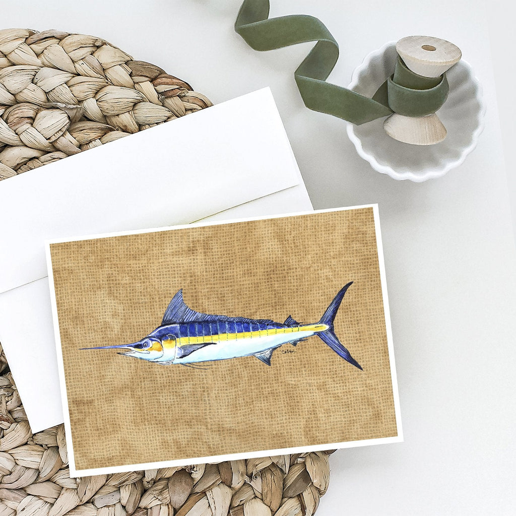 Blue Marlin Greeting Cards Pack of 8 Blank Cards with Envelopes Whimsical A7 Size 5x7