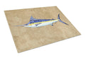 Blue Marlin Cutting Board Tempered Glass Kitchen Cutting Surface, Heat Resistant Chopping, Non-Slip Feet, Food Prep & Serving