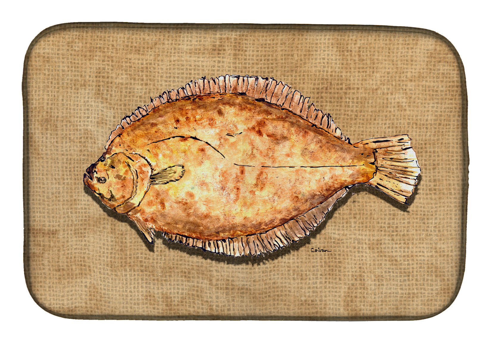 Flounder Dish Drying Mat Absorbent Dish Drying Mat Pad for Kitchen Counter Dish Drainer Mat for Countertop, 14 x 21", Multicolor