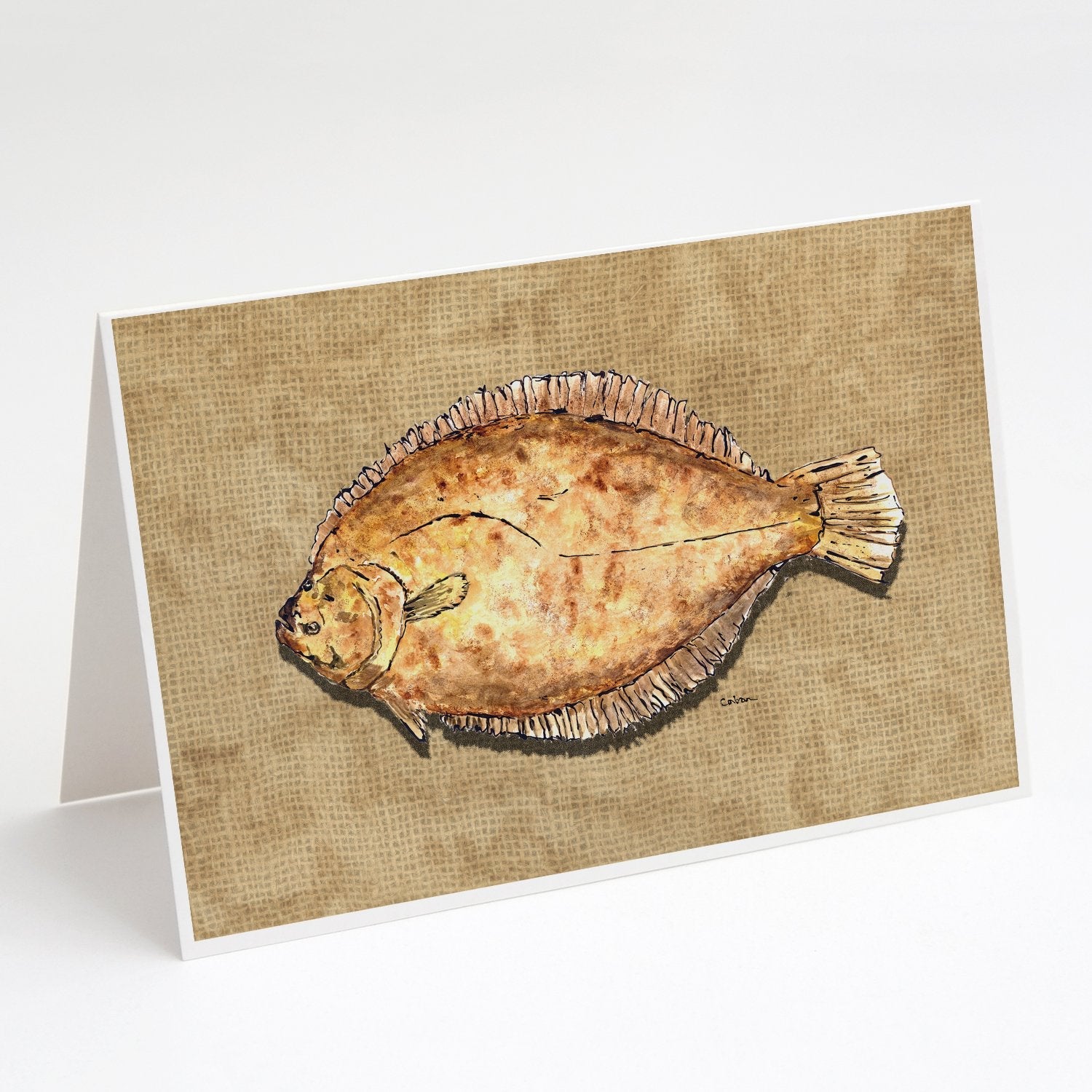 Flounder Greeting Cards Pack of 8 Blank Cards with Envelopes Whimsical A7 Size 5x7