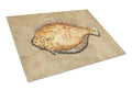 Flounder Cutting Board Tempered Glass Kitchen Cutting Surface, Heat Resistant Chopping, Non-Slip Feet, Food Prep & Serving