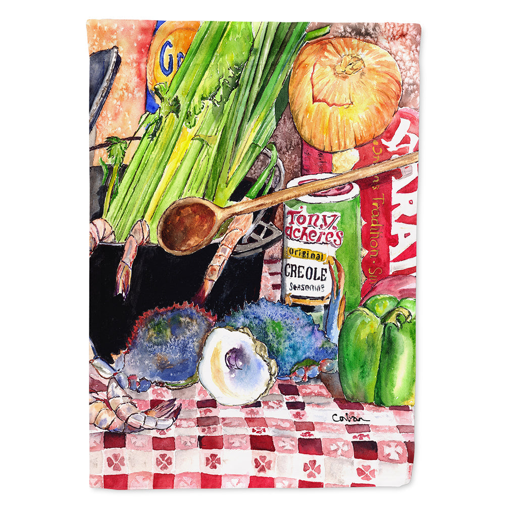 Recipe for Gumbo and Potato Salad House Flag 28x40 Porch Sleeve Pole Decorative Outside Yard Banner Artwork Wall Hanging, Polyester