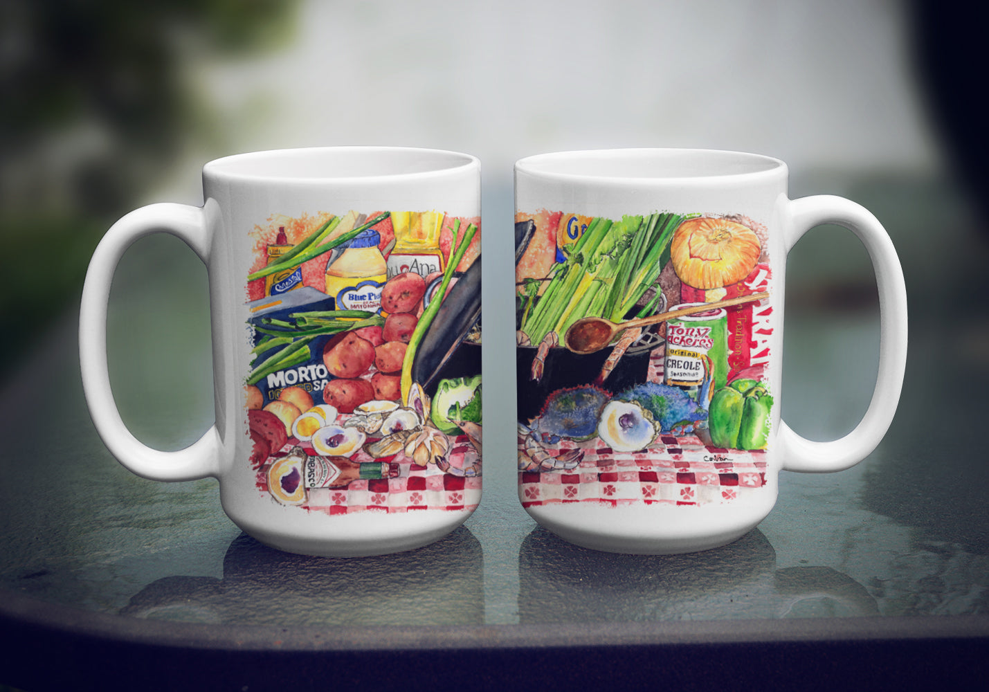 Gumbo and Potato Salad Ceramic Coffee Mug 15 oz Decorative Large C Handle Mug Cup for Tea, Cocoa Hot Chocolate