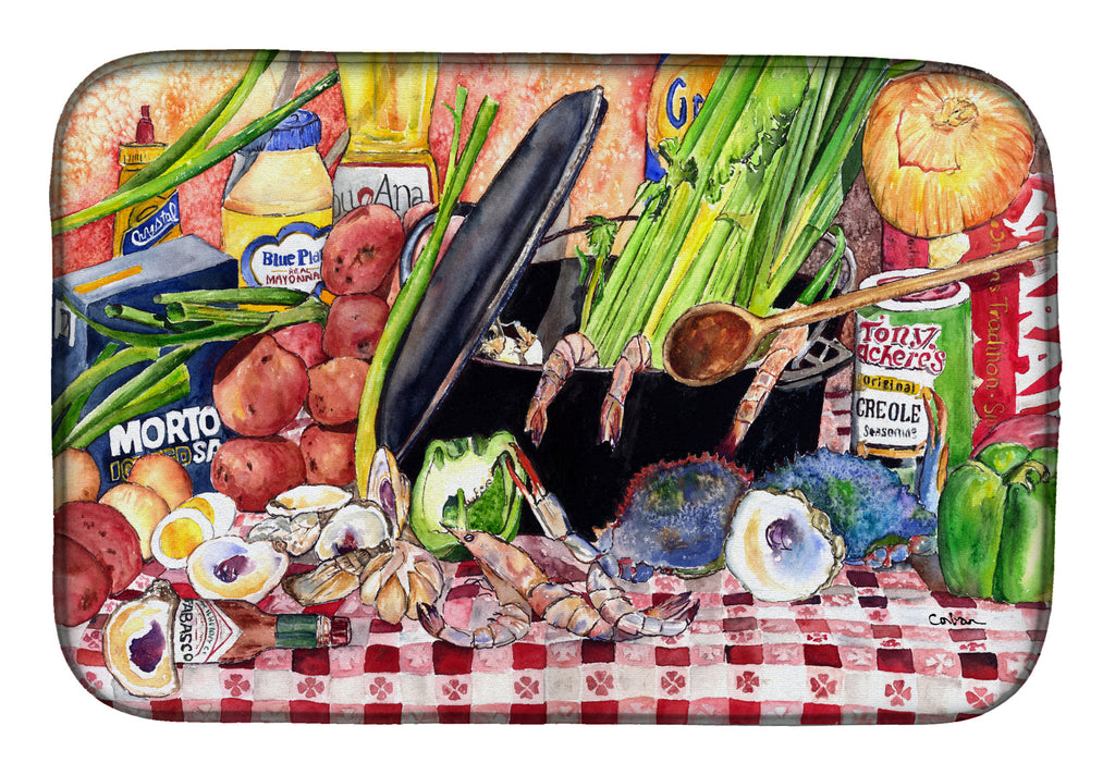 Gumbo and Potato Salad Dish Drying Mat Absorbent Dish Drying Mat Pad for Kitchen Counter Dish Drainer Mat for Countertop, 14 x 21", Multicolor