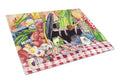 Gumbo and Potato Salad Cutting Board Tempered Glass Kitchen Cutting Surface, Heat Resistant Chopping, Non-Slip Feet, Food Prep & Serving