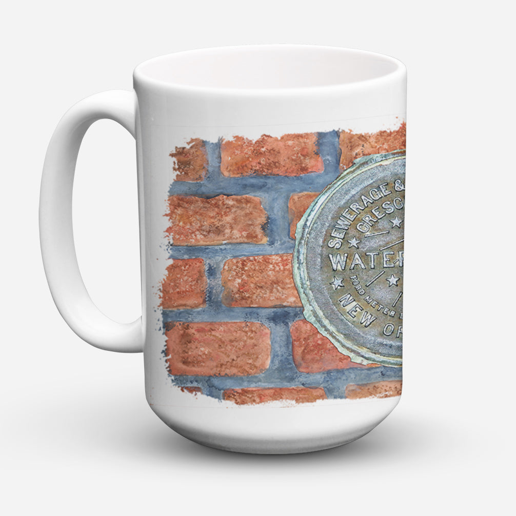 New Orleans Watermeter on Bricks Ceramic Coffee Mug 15 oz Decorative Large C Handle Mug Cup for Tea, Cocoa Hot Chocolate