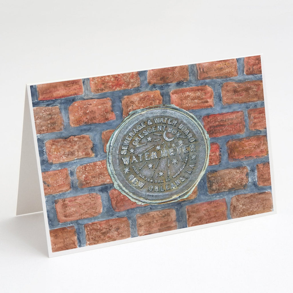 New Orleans Watermeter on Bricks Greeting Cards Pack of 8 Blank Cards with Envelopes Whimsical A7 Size 5x7