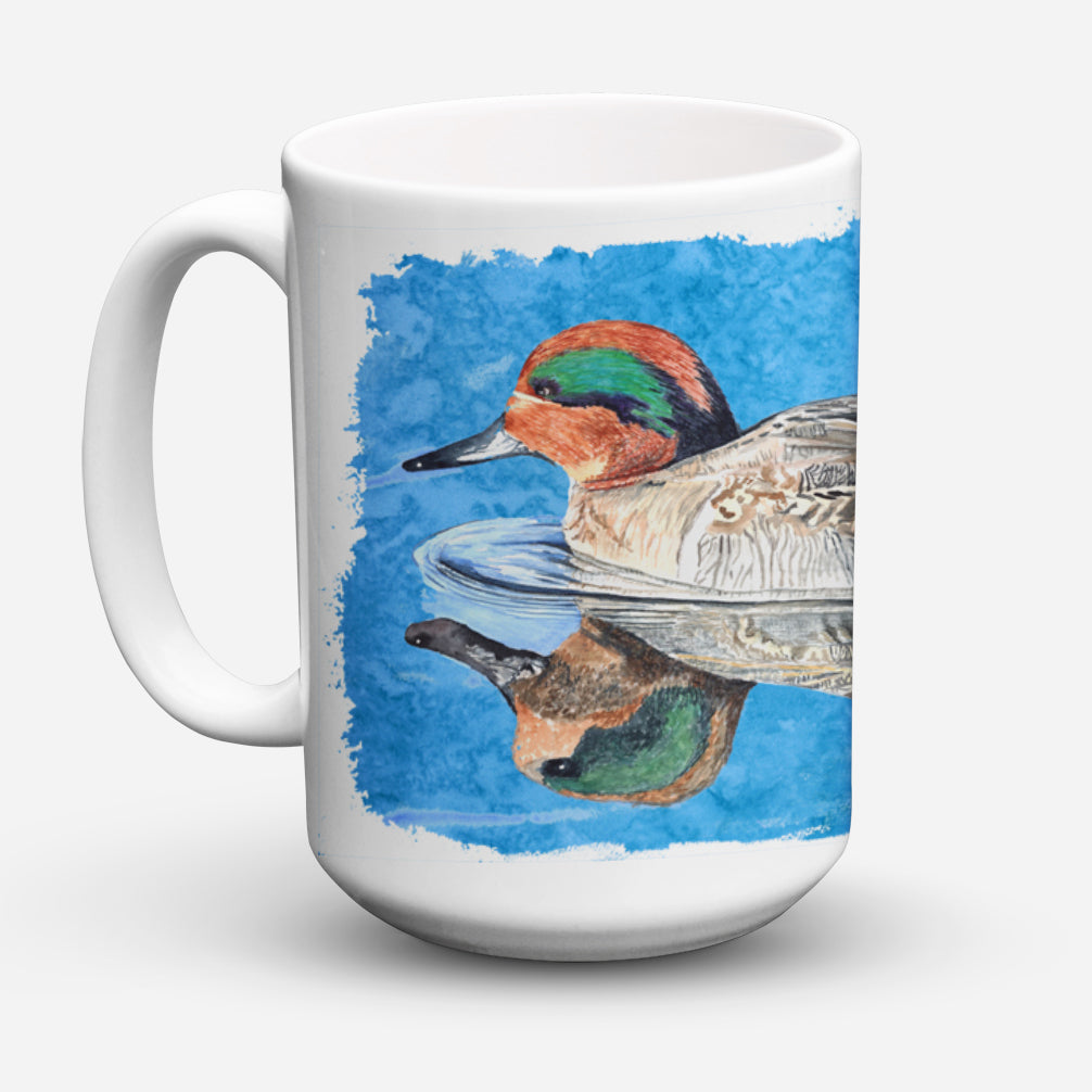 Teal Duck Ceramic Coffee Mug 15 oz Decorative Large C Handle Mug Cup for Tea, Cocoa Hot Chocolate