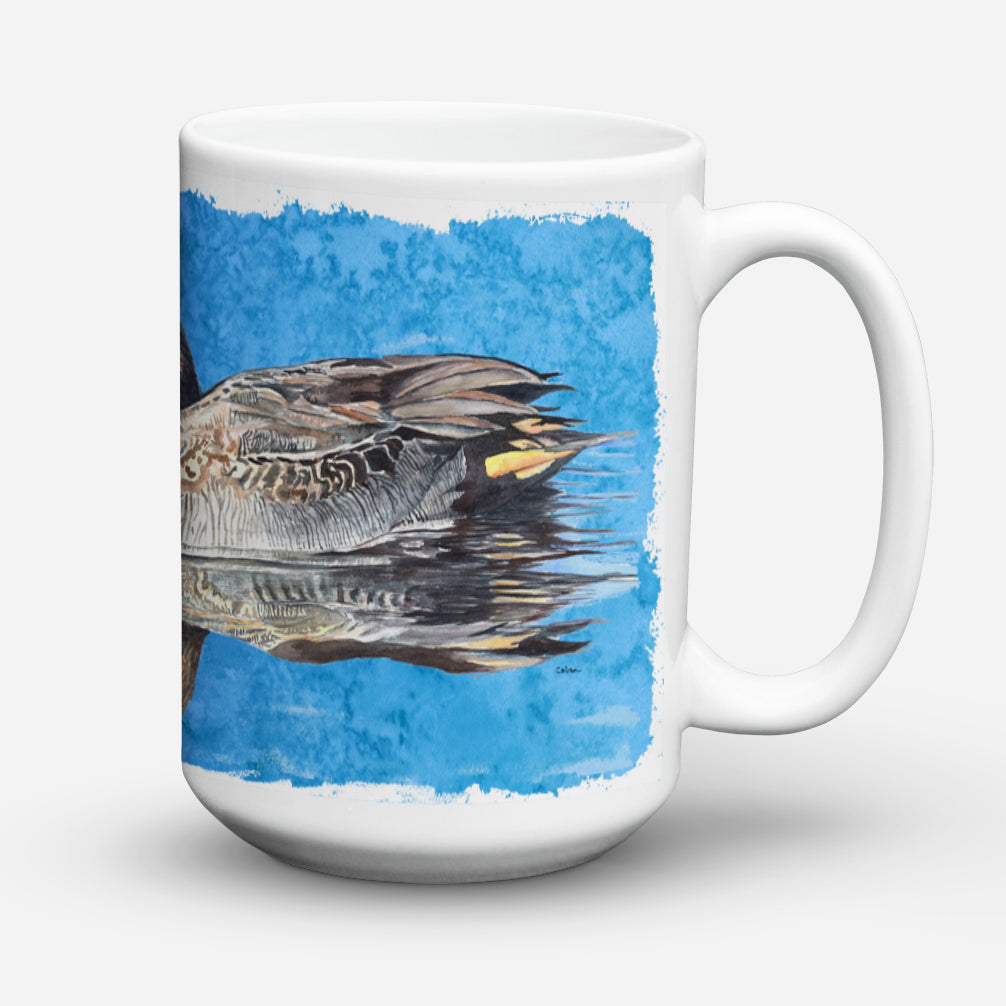 Teal Duck Ceramic Coffee Mug 15 oz Decorative Large C Handle Mug Cup for Tea, Cocoa Hot Chocolate