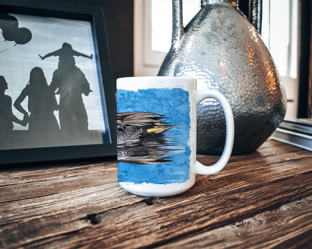 Teal Duck Ceramic Coffee Mug 15 oz Decorative Large C Handle Mug Cup for Tea, Cocoa Hot Chocolate