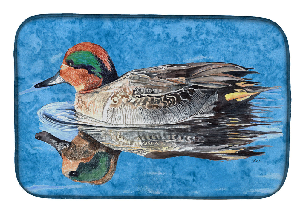 Teal Duck Dish Drying Mat Absorbent Dish Drying Mat Pad for Kitchen Counter Dish Drainer Mat for Countertop, 14 x 21", Multicolor