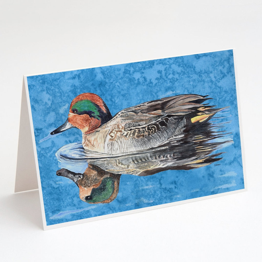 Teal Duck Greeting Cards Pack of 8 Blank Cards with Envelopes Whimsical A7 Size 5x7