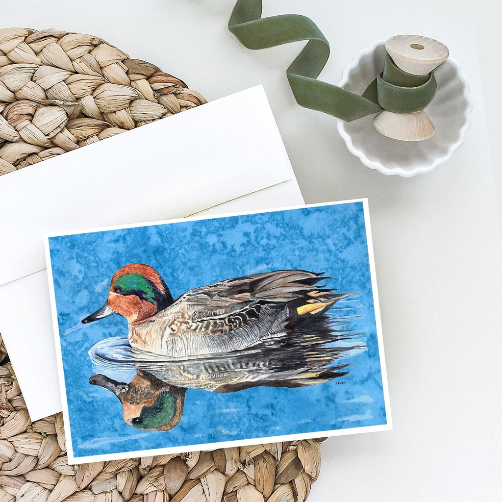 Teal Duck Greeting Cards Pack of 8 Blank Cards with Envelopes Whimsical A7 Size 5x7