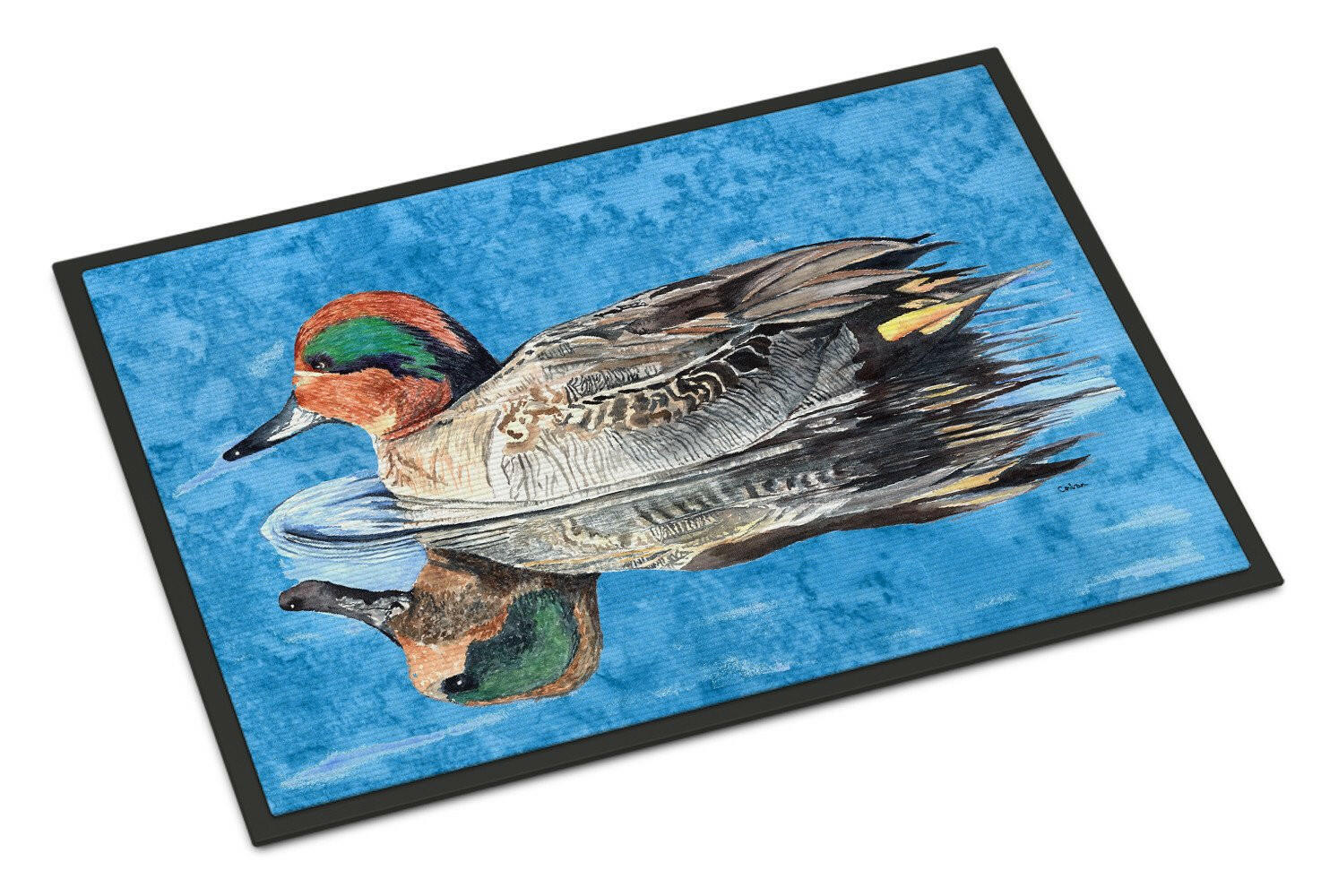 Teal Duck Doormat Indoor Outdoor 18H X 27W Front Door Mat Rugs for Entryway, Non Slip Washable