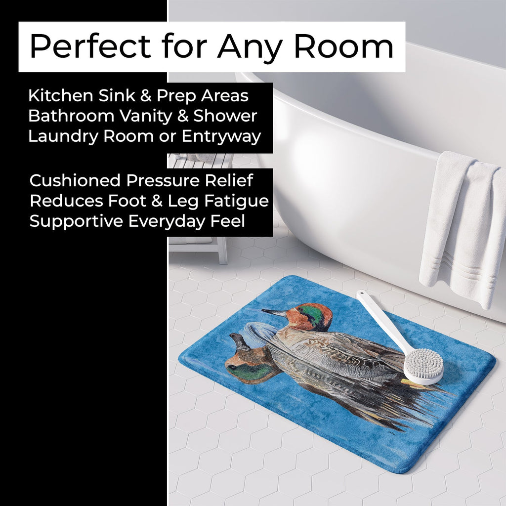 Teal Duck Memory Foam Kitchen Mat Machine Washable Anti-Fatigue Cushion Comfort Bath or Kitchen Rug
