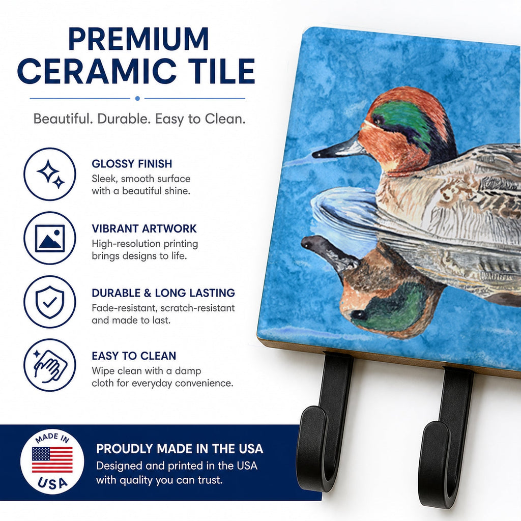 Teal Duck Leash or Key Holder Wall Hooks, Coat Rack Wall Mount, for Hanging Keys, Towels, Aprons, Leashes