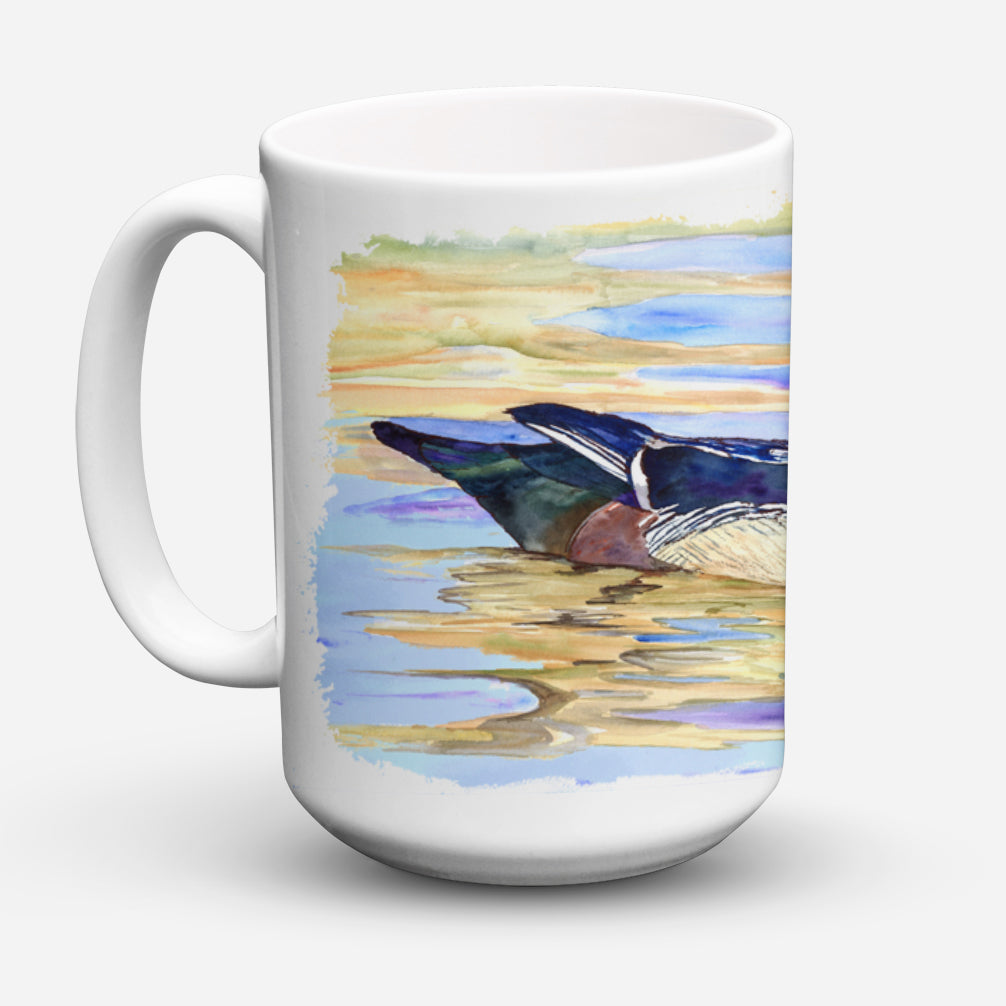 Wood Duck Ceramic Coffee Mug 15 oz Decorative Large C Handle Mug Cup for Tea, Cocoa Hot Chocolate