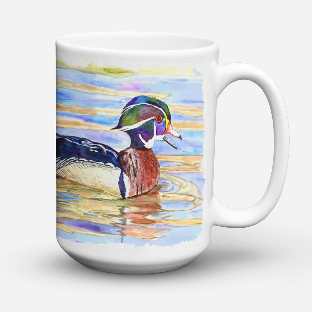 Wood Duck Ceramic Coffee Mug 15 oz Decorative Large C Handle Mug Cup for Tea, Cocoa Hot Chocolate