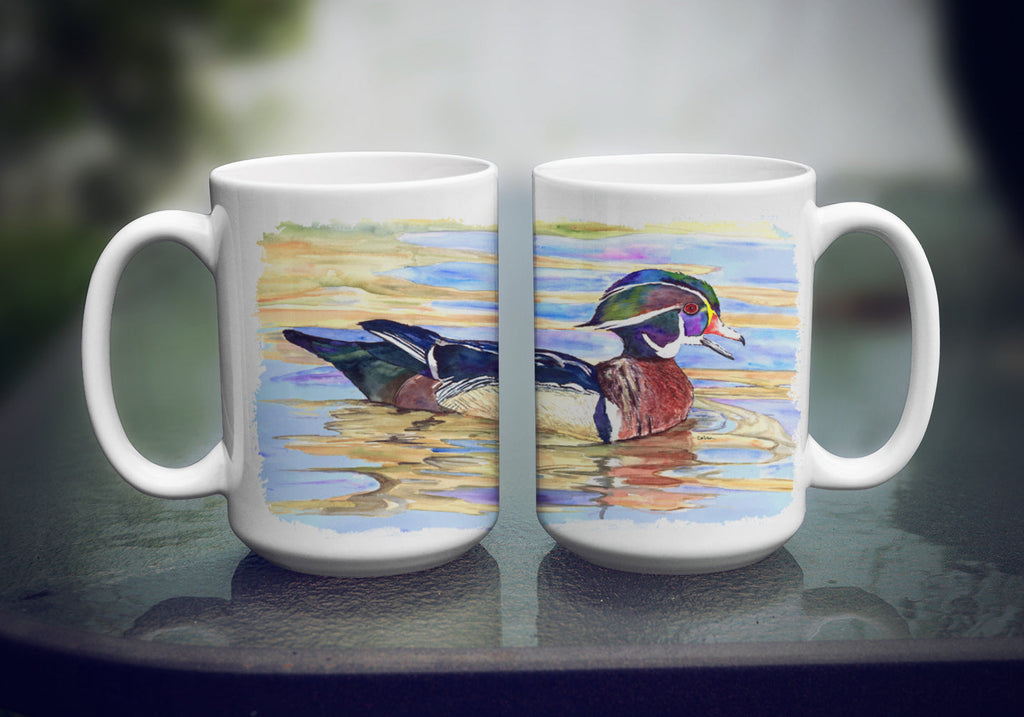 Wood Duck Ceramic Coffee Mug 15 oz Decorative Large C Handle Mug Cup for Tea, Cocoa Hot Chocolate