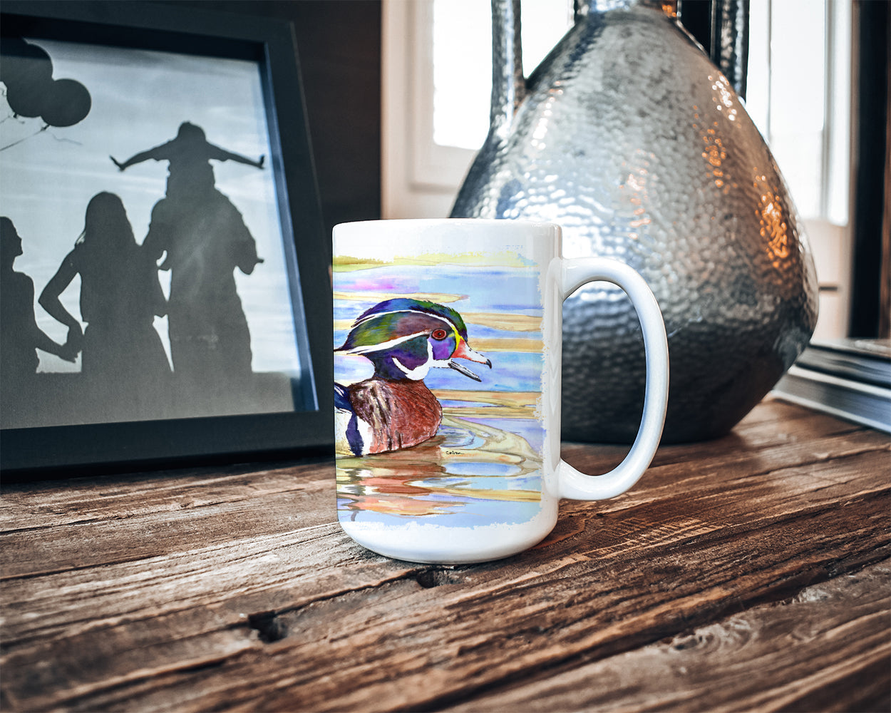 Wood Duck Ceramic Coffee Mug 15 oz Decorative Large C Handle Mug Cup for Tea, Cocoa Hot Chocolate
