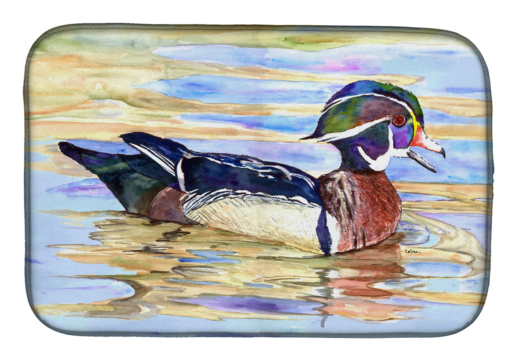Wood Duck Dish Drying Mat Absorbent Dish Drying Mat Pad for Kitchen Counter Dish Drainer Mat for Countertop, 14 x 21", Multicolor