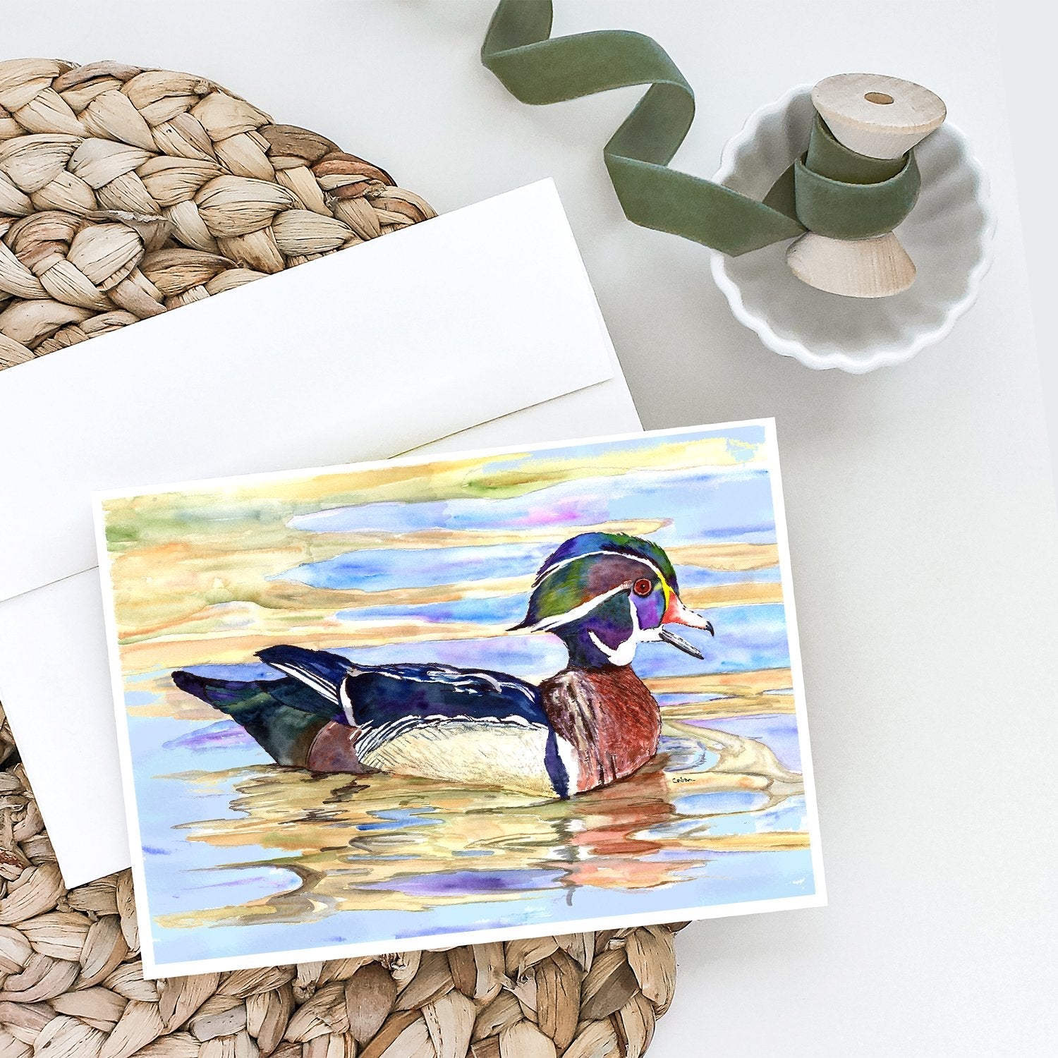 Wood Duck Greeting Cards Pack of 8 Blank Cards with Envelopes Whimsical A7 Size 5x7