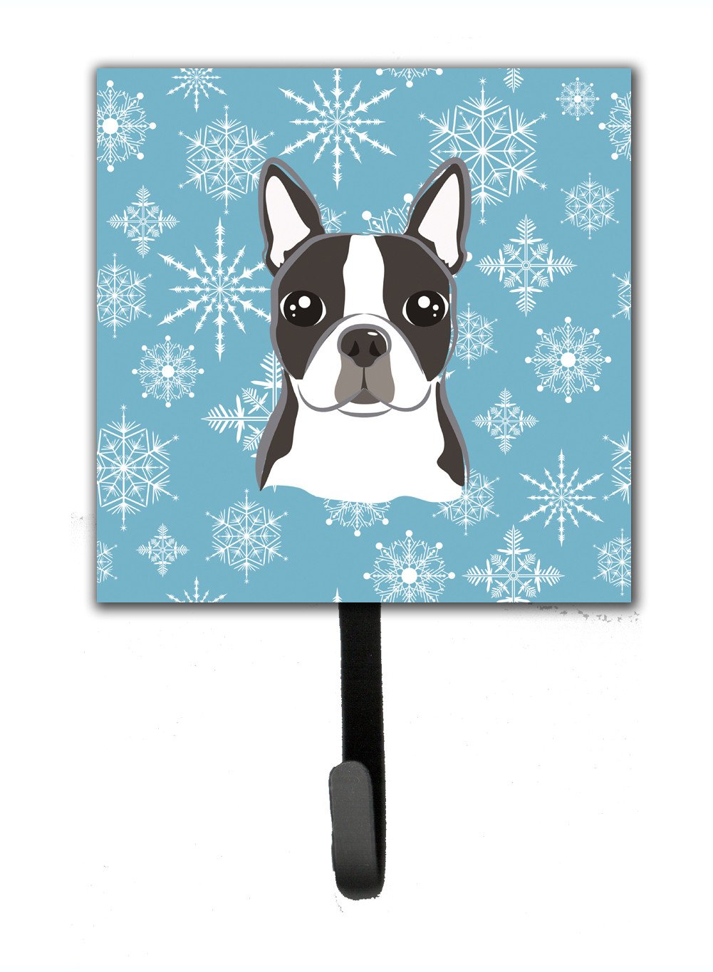 Snowflake Boston Terrier Leash or Key Holder Wall Hooks, Key Hooks Holder, Coat Rack Wall Mount, Coat Hooks, Hooks for Hanging Keys, Towels, Aprons, Leashes