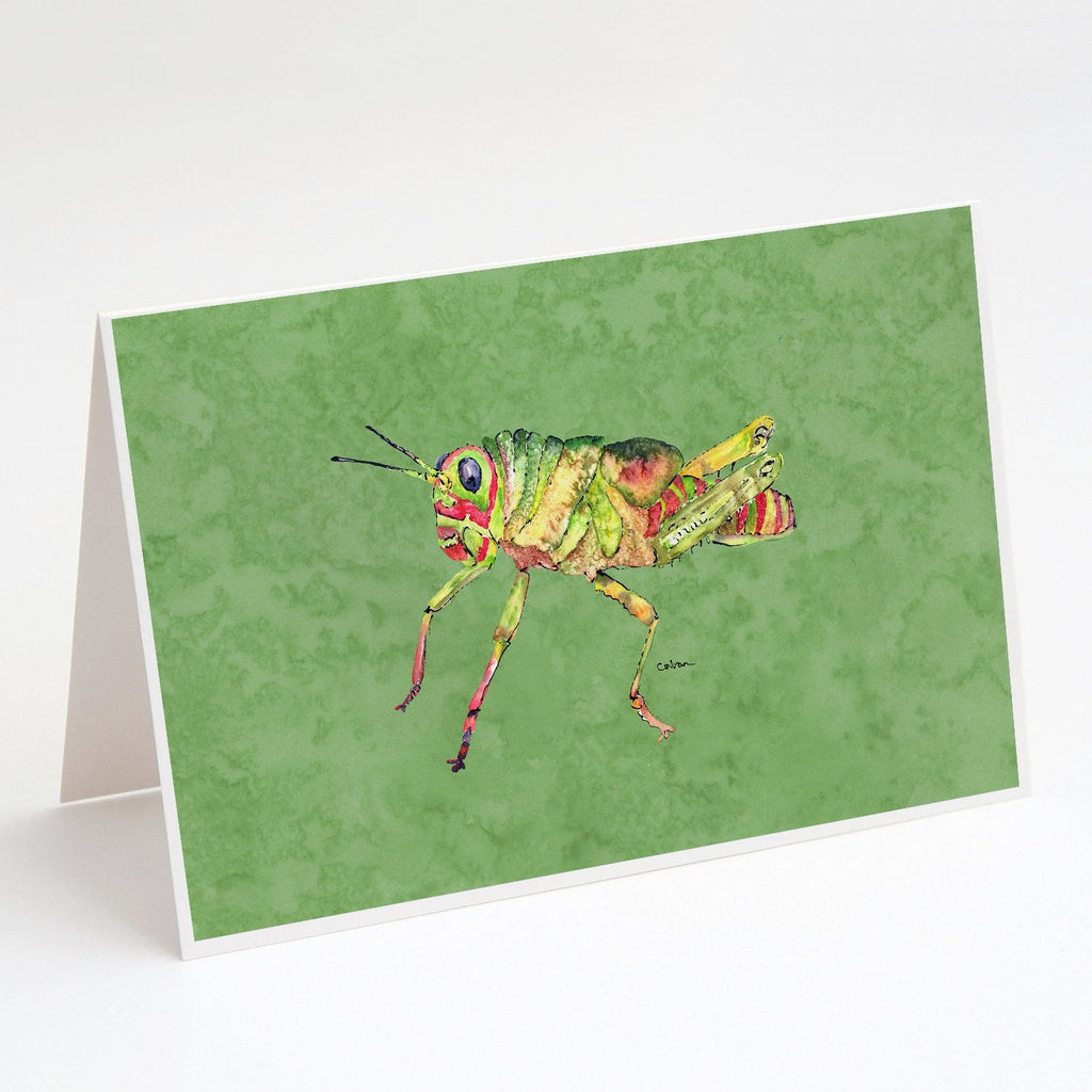 Grasshopper on Avacado Greeting Cards Pack of 8 Blank Cards with Envelopes Whimsical A7 Size 5x7