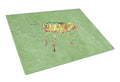 Grasshopper on Avacado Cutting Board Tempered Glass Kitchen Cutting Surface, Heat Resistant Chopping, Non-Slip Feet, Food Prep & Serving