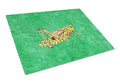 Grasshopper on Green Cutting Board Tempered Glass Kitchen Cutting Surface, Heat Resistant Chopping, Non-Slip Feet, Food Prep & Serving