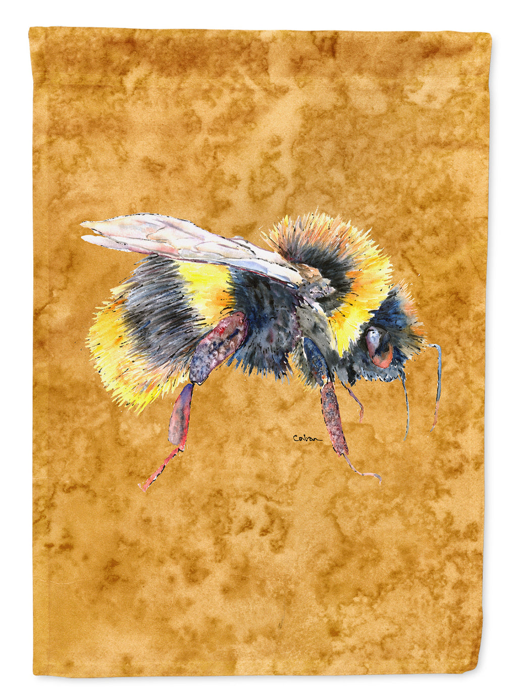 Bee on Gold House Flag 28x40 Porch Sleeve Pole Decorative Outside Yard Banner Artwork Wall Hanging, Polyester