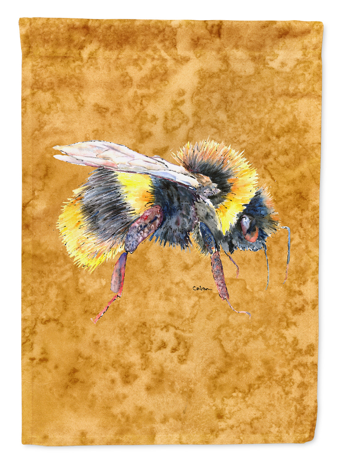 Bee on Gold House Flag 28x40 Porch Sleeve Pole Decorative Outside Yard Banner Artwork Wall Hanging, Polyester
