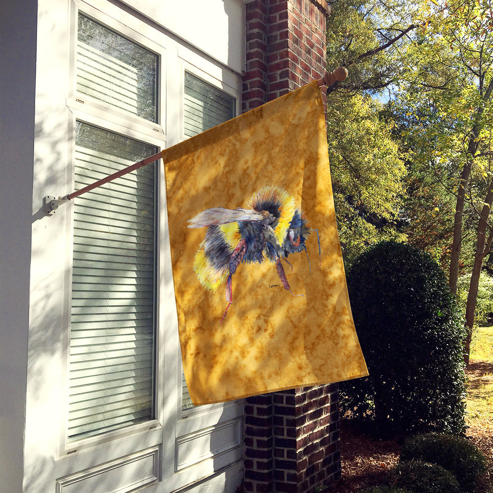 Bee on Gold House Flag 28x40 Porch Sleeve Pole Decorative Outside Yard Banner Artwork Wall Hanging, Polyester