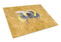 Bee on Gold Cutting Board Tempered Glass Kitchen Cutting Surface, Heat Resistant Chopping, Non-Slip Feet, Food Prep & Serving