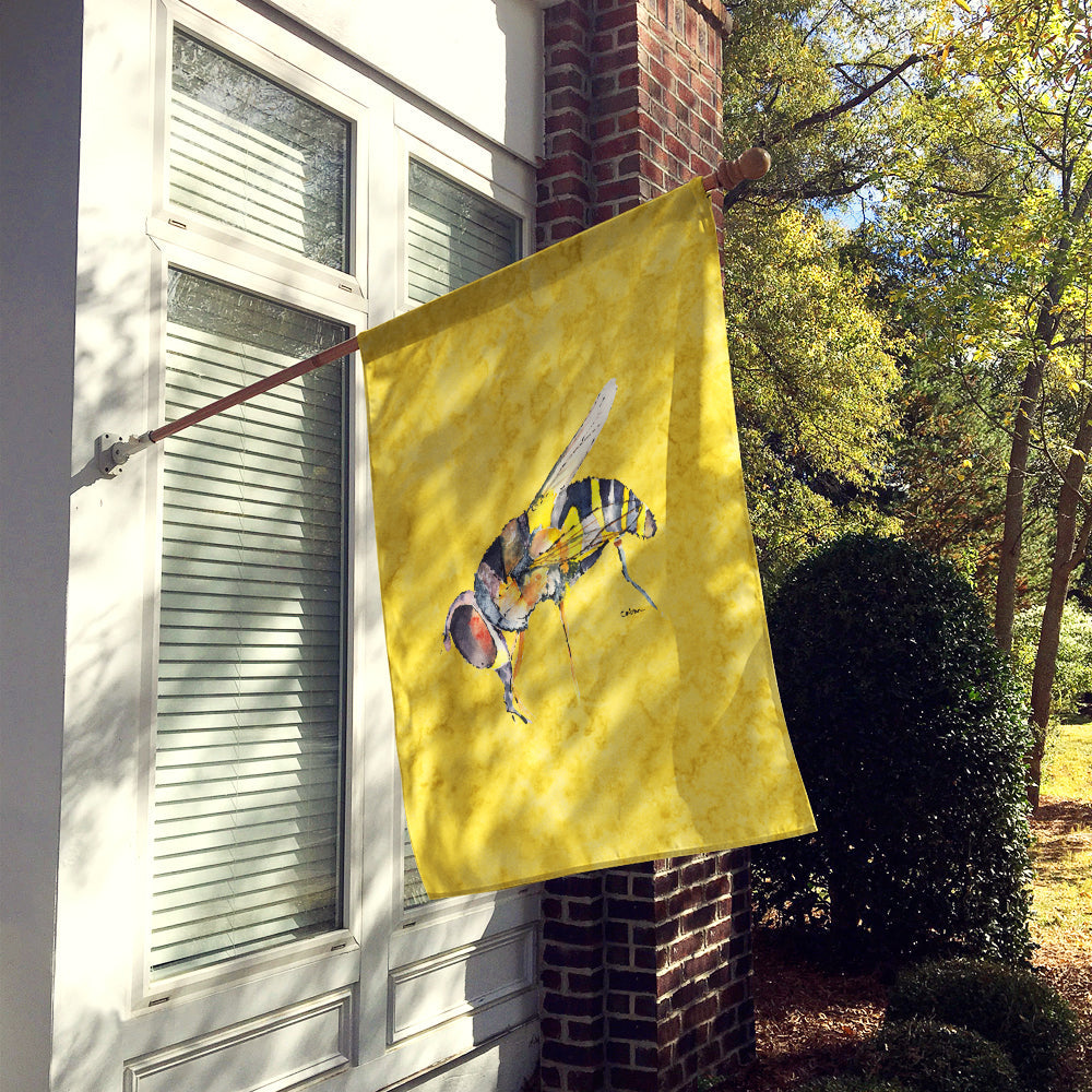 Bee on Yellow House Flag 28x40 Porch Sleeve Pole Decorative Outside Yard Banner Artwork Wall Hanging, Polyester