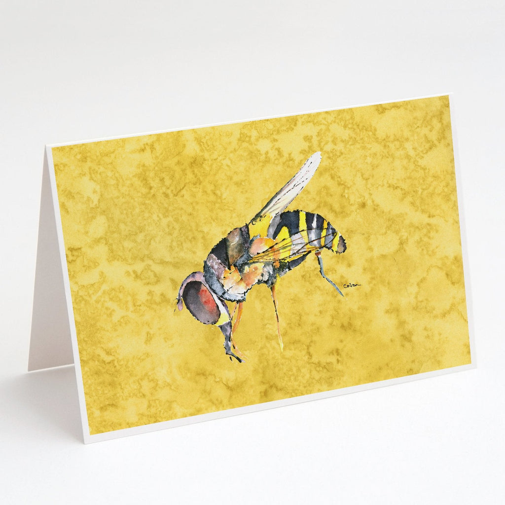 Bee on Yellow Greeting Cards Pack of 8 Blank Cards with Envelopes Whimsical A7 Size 5x7