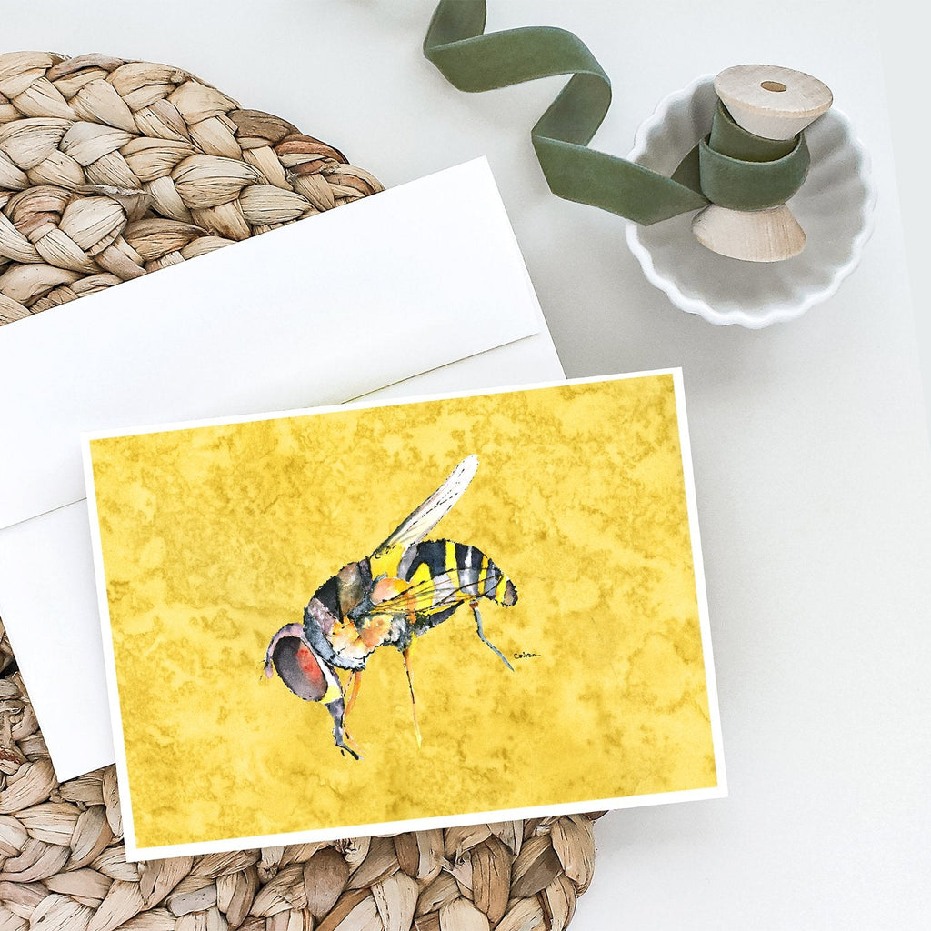 Bee on Yellow Greeting Cards Pack of 8 Blank Cards with Envelopes Whimsical A7 Size 5x7