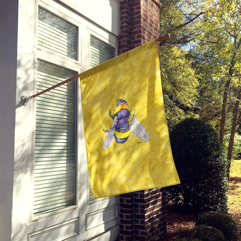 Bee on Yellow House Flag 28x40 Porch Sleeve Pole Decorative Outside Yard Banner Artwork Wall Hanging, Polyester