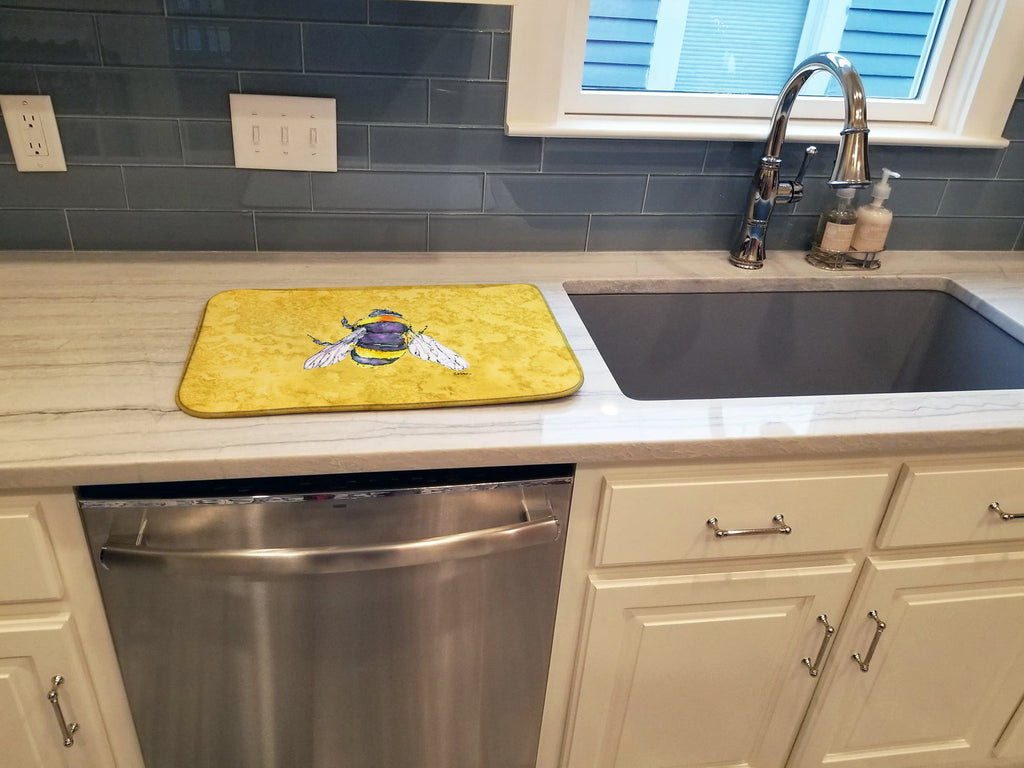 Bee on Yellow Dish Drying Mat Absorbent Dish Drying Mat Pad for Kitchen Counter Dish Drainer Mat for Countertop, 14 x 21", Multicolor