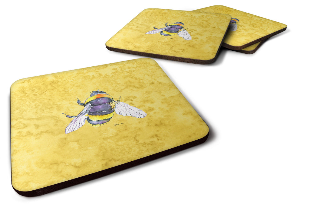 Bee on Yellow Foam Coasters Set of 4 Cup Coasters for Indoor Outdoor, Tabletop Protection, Anti Slip, Mouse pad Material