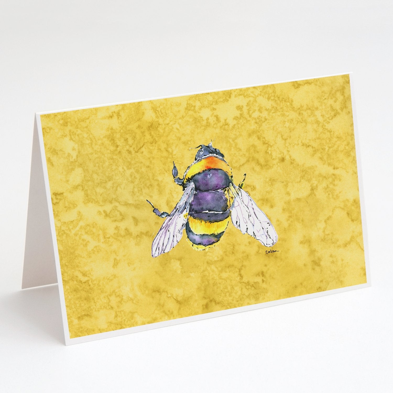 Bee on Yellow Greeting Cards Pack of 8 Blank Cards with Envelopes Whimsical A7 Size 5x7