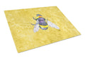 Bee on Yellow Cutting Board Tempered Glass Kitchen Cutting Surface, Heat Resistant Chopping, Non-Slip Feet, Food Prep & Serving