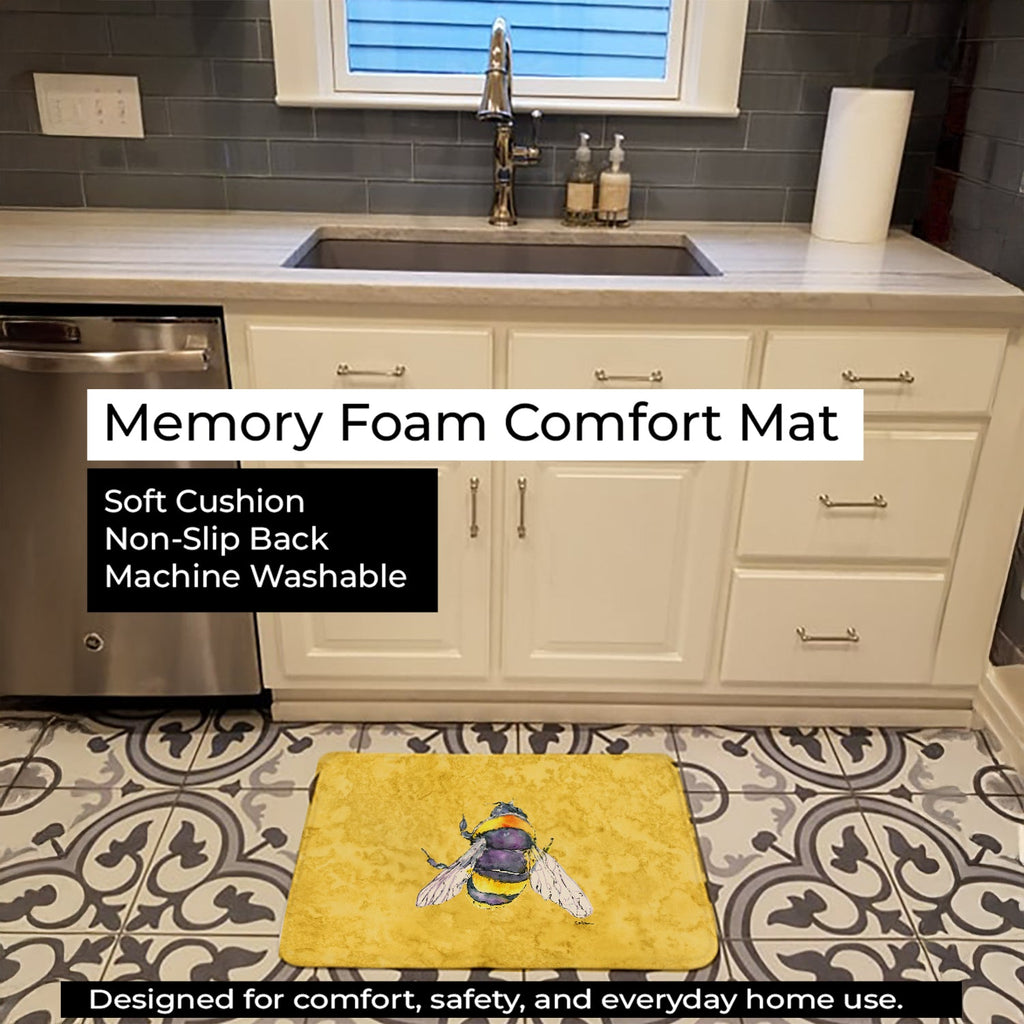 Bee on Yellow Memory Foam Kitchen Mat Machine Washable Anti-Fatigue Cushion Comfort Bath or Kitchen Rug