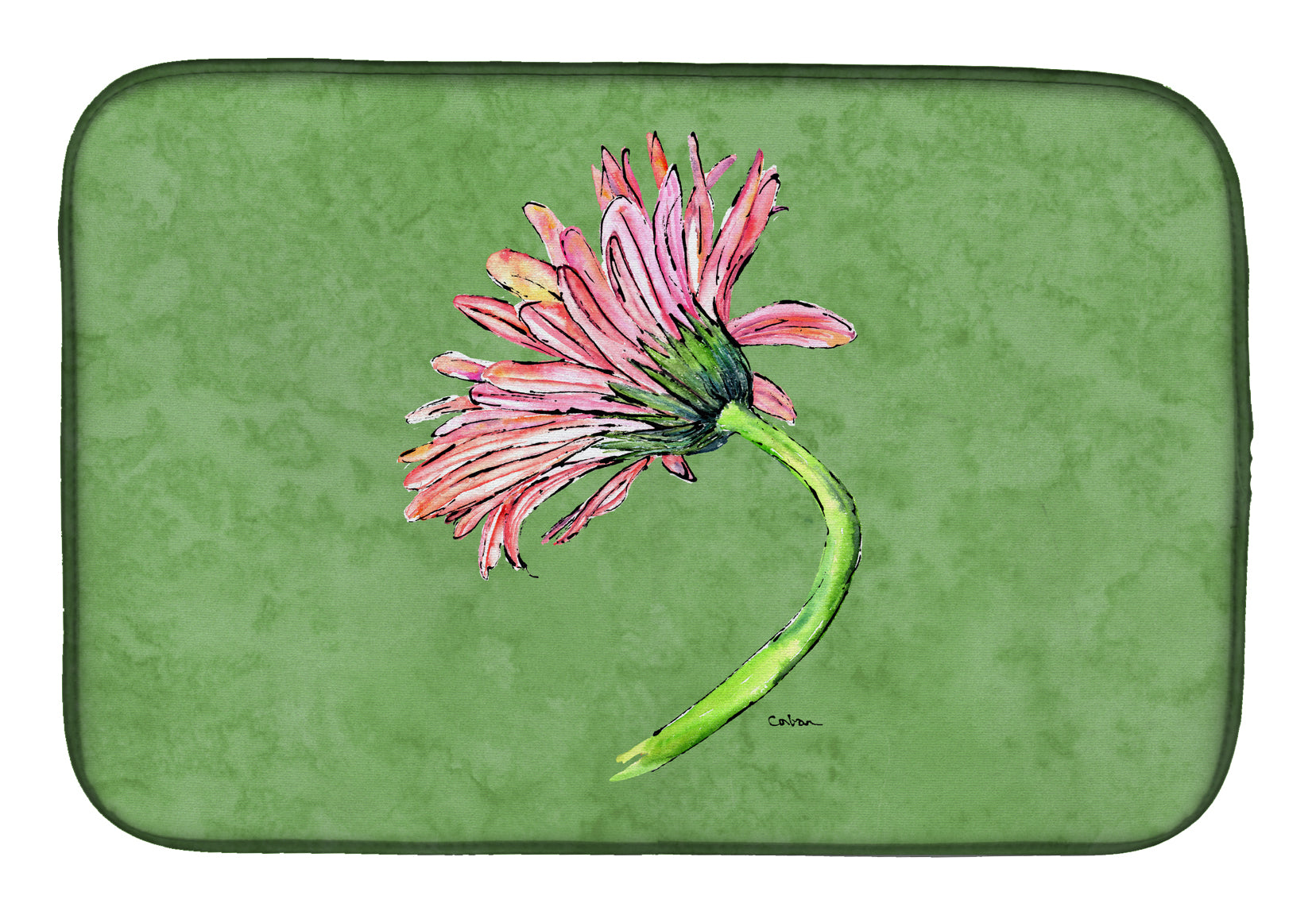 Gerber Daisy Pink Dish Drying Mat Absorbent Dish Drying Mat Pad for Kitchen Counter Dish Drainer Mat for Countertop, 14 x 21", Multicolor